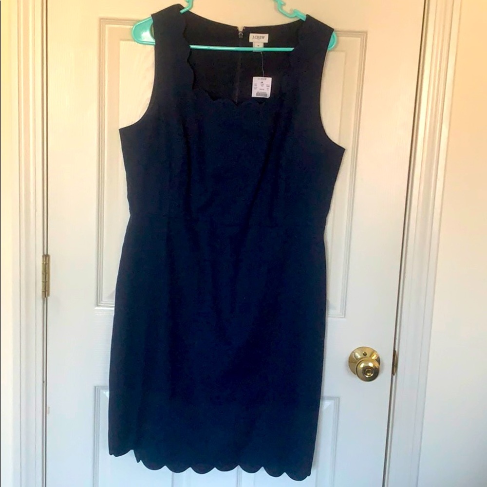 JCrew Scalloped Navy Dress